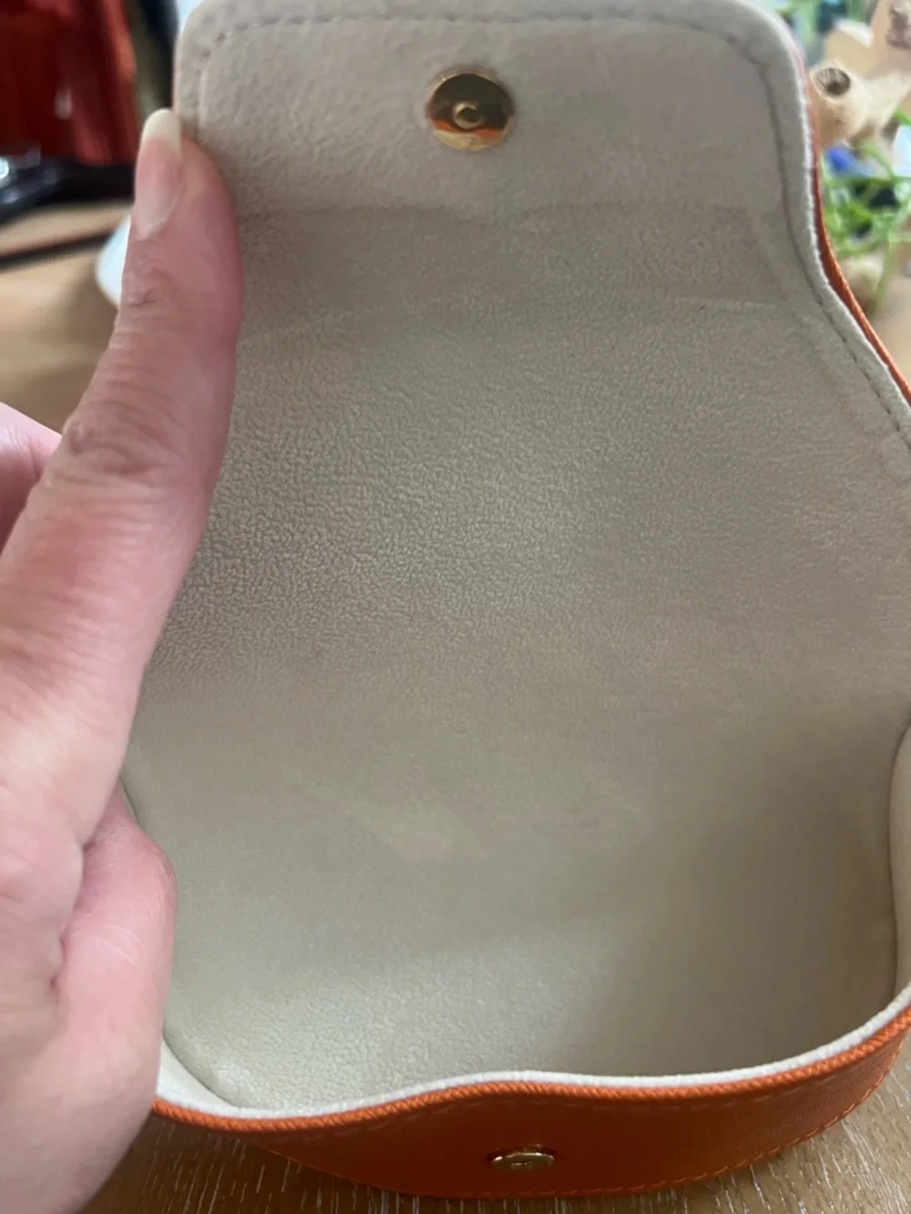 Tory Burch Orange Saffiano Leather Eyewear Case with Logo